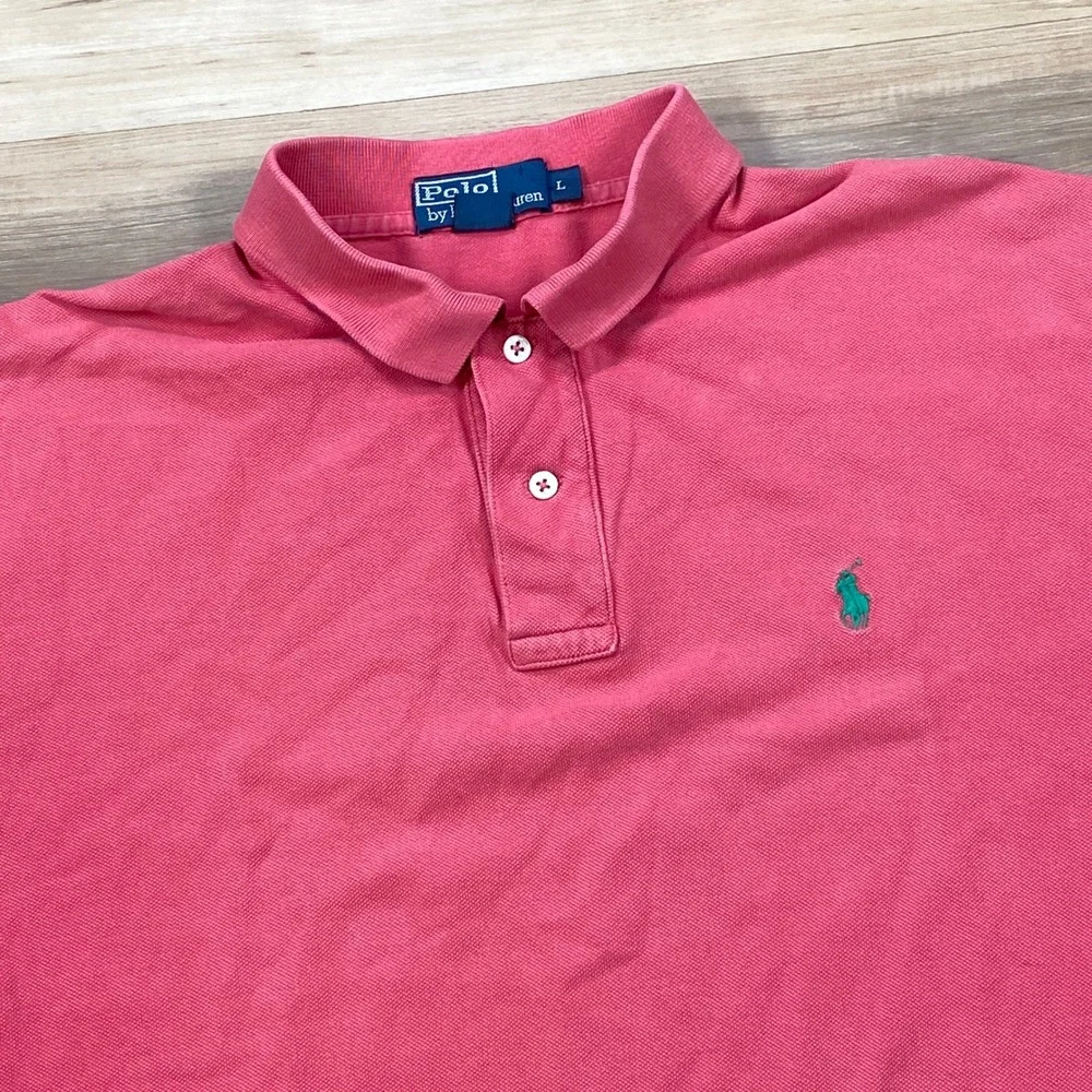 Polo Ralph Lauren Polo Shirt Mens L Classic Cotton Pique Pink Heritage Casual